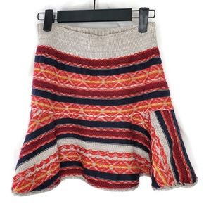 Free People Ski Slope Knit Sweater Mini Skirt In Red Multicolor Size Small